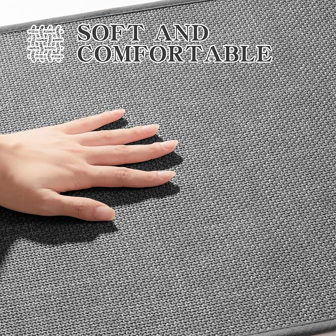 chakme Bath Mat 47x25, Ultra Thin Non Slip, Quick Dry Absorbent, Dark Grey, Large