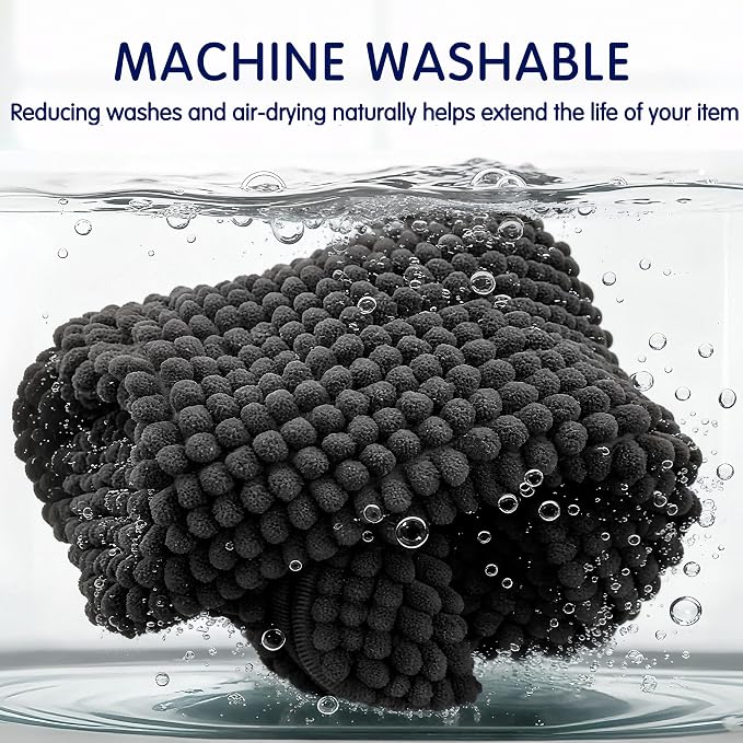 SUBRTEX Bathroom Rugs, 24" x 36" Chenille Bath Rug Soft Short Plush Bath Mat Soft Shower Mat Water Absorbent Shower Mat Quick Dry Machine Washable, Black