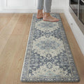GENIMO Kitchen Mats for Floor, Washable Anti Fatigue Mat for Cushioned, 17.3"x59", Waterproof Kitchen Rugs, Non Slip Foam Comfort Standing Mat Rug for Home, Runner, Sink, Laundry, Center Blue