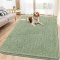 Smiry Dog Door Mat for Muddy Paws 71x46, Absorbent Dirt Trapper, Non-Slip Washable Chenille Entryway Rug for Inside Floor, Sage Green, Classic Solid