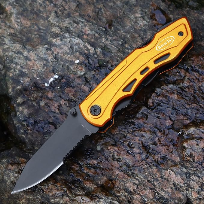 RoverTac 15-in-1 Pocket Multitool Knife - Folding Knife with Pliers, Bottle & Can Opener, Phillips Screwdriver + 9 Bits, Nylon Sheath - EDC Multi Tool for Camping, Hiking & DIY - Gifts for Men & Dad