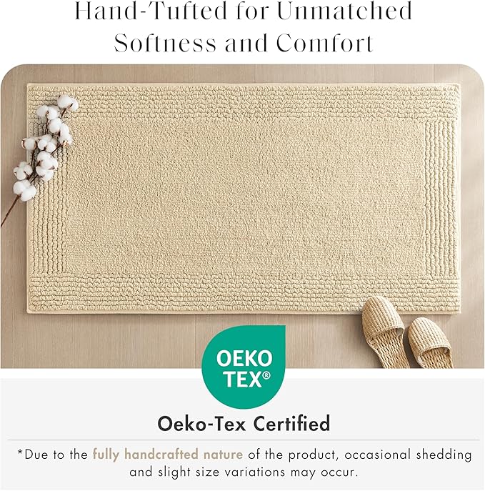 Madison Park Splendor Reversible 100% Cotton Tufted Bathroom Rug-3000 GSM Hotel Quality Luxurious Plush Medium Pile Bath Mat Absorbent, Quick Dry, Shower Room Décor, 24x36 Natural