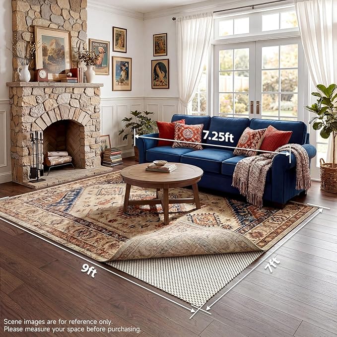 Veken 7x9 Ft Rug Pad Gripper for Hardwood Floors, Non Slip Rug Pads for Area Rugs, Thick Rug Grippers for Tile Floors, Under Carpet Anti Skid Mat, Keep Your Rugs Safe and in Place