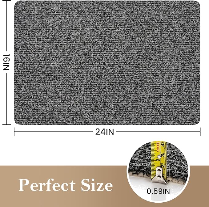 Shower Mat Bathtub Mat Non-Slip,24x16 inch, Soft Tub Mat with Drain,PVC Loofah Bath Mat (Phthalate Free) for Tub and Bathroom,Quick Drying,Black