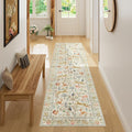 DUKINO Runner Rug, 2x7 Washable Kitchen Rugs for Hallways with Non Slip Backing, Soft Low Pile Vintage Animal Runner for Kitchen, Hallway, Entryway, Laundry, Bedroom, Beige