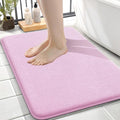 OLANLY Thick Memory Foam Small Bathroom Rugs 24x16, Extra Soft Absorbent Bathroom Mat, Quick Dry Bath Mats, Non-Slip, Machine Washable Carpet for Bathroom, Tub and Shower, Home Decor Accessories, Pink