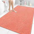 OLANLY Bathroom Rug Mat 59x35, Thick Soft and Absorbent Chenille Bath Mat, Non-Slip Rubber Backing, Machine Washable Quick Dry Bath Rugs for Tub Shower Floor, Home Decor Accessories, Coral