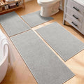 YIHOUSE Gray Bathroom Rugs Sets 4 Piece, Quick Dry Thin Bath Mat with Toilet Rug, Non Slip Absorbent Machine Washable, Bath Runner Rugs for Bathtub Sink Home Decor