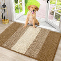 Smiry Dog Door Mat for Muddy Paws, Absorbs Moisture and Dirt, Low-Profile Entryway Mat with Non-Slip Backing, Entry Indoor Outdoor Doormat for Inside Floor (30x20 Inches, Camel, Striped)