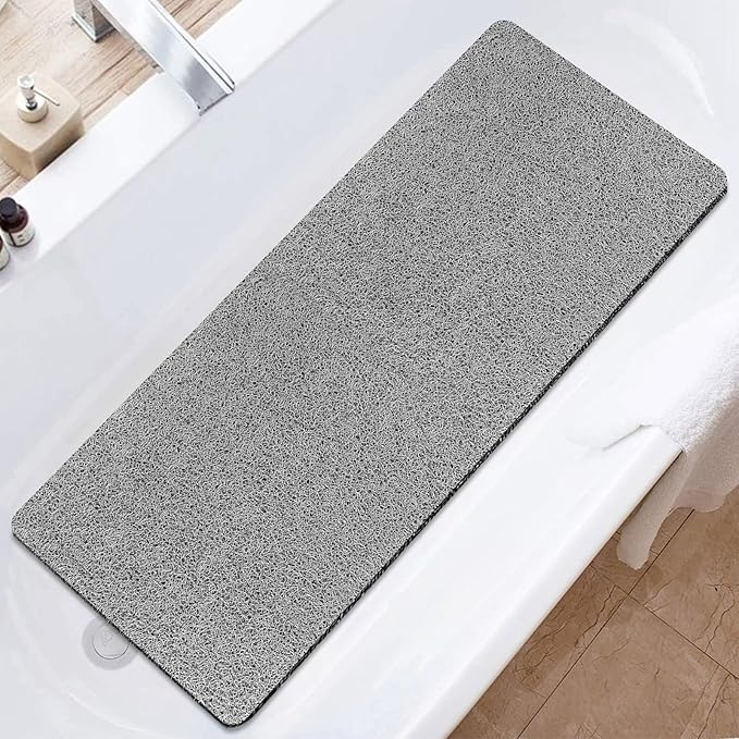 Bathtub Mat Shower Mat Non-Slip - 16x39 Inch Soft Comfort Bath Mat with Drainage Holes, PVC Loofah Massage Bathmat for Shower, Tub, Bathroom, Wet Areas, Quick Drying