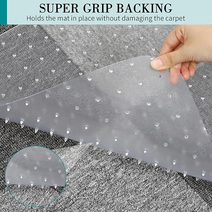 BesWin Office Chair Mat for Carpets, 36" x 48" Low Pile Carpet Protector Mat for Office Chair, Heavy Duty Computer Desk Floor Mat for Carpeted Floors for Home/Offices, Easy Glide(48" x 36" with Lip)