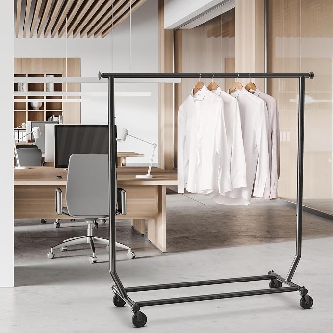 Simple Houseware Supreme Commercial Grade Clothing Garment Rack, Holds Up to 250 lbs, 50 to 75 Inches Extendable Rod, Black