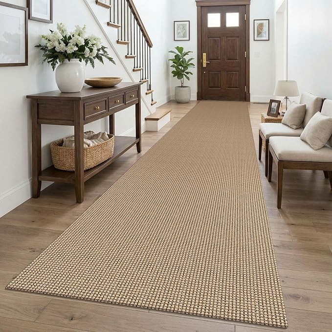 KOZYFLY Boho 3x16 Runners Rugs for Hallway, Extra Long Washable Runner Rug, Woven Non Slip Kitchen Runner, Cotton Entryway Rug, Floor Carpet for Entry, Aisle, Hall, Orange Beige/Tan/Brown