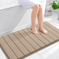 OLANLY Memory Foam Bath Mat 44x24, Super Soft Absorbent Bathroom Rugs, Quick Dry, Machine Washable Shower Floor Rugs, Bathmat Carpet, Bathroom Home Decor Accessories, Tan