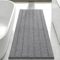 Bcoimo Long Bathroom Rug, Chenille Bath Runner with High Low Pile Design, Soft Absorbent Non Slip Bath Mat, Machine Washable Quick Dry Rug for Shower, Tub, Sink and Vanity
