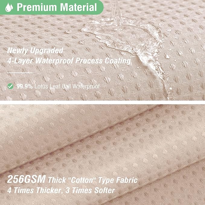 Dynamene Extra Wide Shower Curtain - 108 Inch Wide Waffle Weave Weighted Thick Cloth Bathroom Shower Curtain, Neutral Heavy Duty Hotel Bath Curtain Set with 18 Plastic Hooks, 108x72, Rose