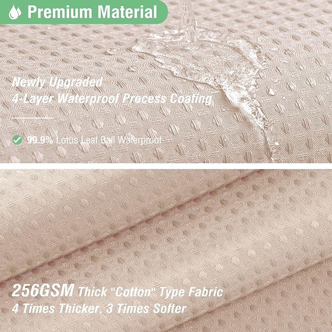 Dynamene Stall Fabric Shower Curtain - 36x72 Waffle Weave Weighted Cloth Shower Curtains for Bathroom, Neutral Heavy Duty Hotel Spa Luxury Bath Curtain Set with 6 Plastic Hooks, Rose