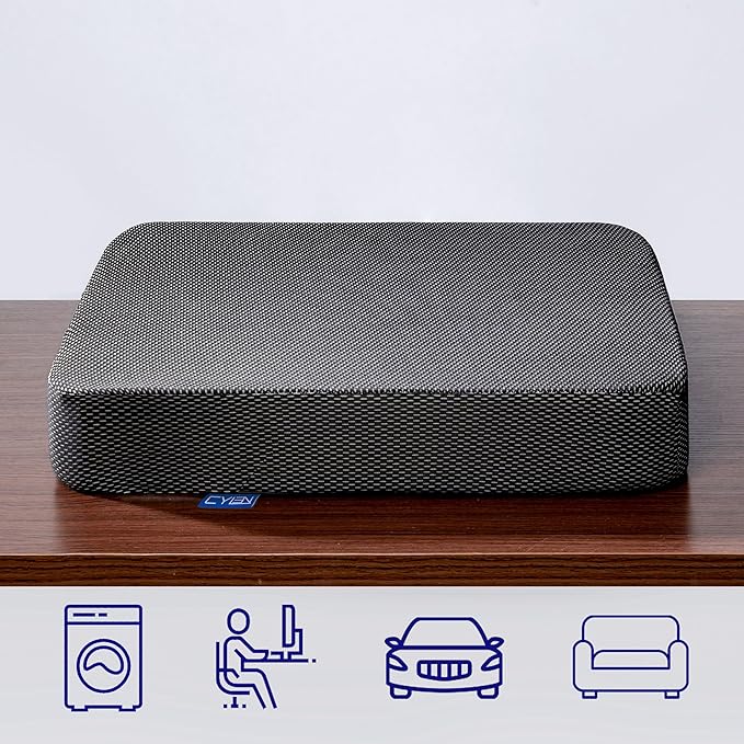 Ifoam Gel Infused Memory Foam Layer Wheelchair Cushion - Seat Cushion for Wheelchair-Office Chair, Kitchen Chair-Pressure Sore and Tailbone Pain Relief-High Dense Polyfoam Base (Black, 22×18×4 inch)
