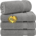 Cotton Paradise 4 Piece Turkish Bath Towels for Bathroom, Extra Large Soft Plush Towels Bathroom Set, Light Grey