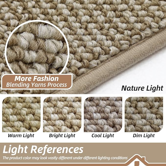 BEQHAUSE Dirt Trapper Door Mat 32" x 48" Half Circle Non-Slip Washable Doormats Entrance Rugs Absorbent Welcome Low Profile Floor Mats for Front Back Door and Entryway, Light Beige