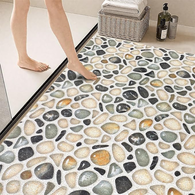 Shower Mat Non Slip - Quick Drying Anti Slip Shower Mats for Inside Shower, Soft PVC Loofah Foot Scrubber Mat, Extra Large Bath Mat for Shower, Tub, Bathroom, Floor, Kitchen, Home, Pool, Hotel