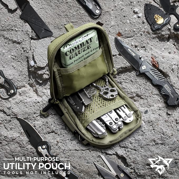 WYNEX Tactical Compass Phone Pouch, Large Molle Smartphone Holster Case Double Capacity Small Utility EDC Pouch with Compass Buckle and Carabiner