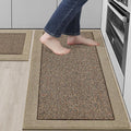 BEQHAUSE Kitchen Rugs and Mats Set of 2 Non-Slip Kitchen Mats for Floor, Absorbent and Stain Resistant Kitchen Runner, Machine Washable Rugs for Kitchen, Laundry & Sink, 20"x32"+20"x48", Taupe