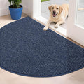 BEQHAUSE Dirt Trapper Door Mat 32" x 48" Half Circle Non-Slip Washable Doormats Entrance Rugs Absorbent Welcome Low Profile Floor Mats for Front Back Door and Entryway, Blue