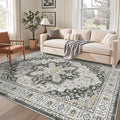Madane 6x9 Area Rugs for Living Room, Stain Resistant Washable Rugs, Non-Slip Backing Area Rug, Vintage Home Decor Rug for Bedroom (Black, 6'x9')