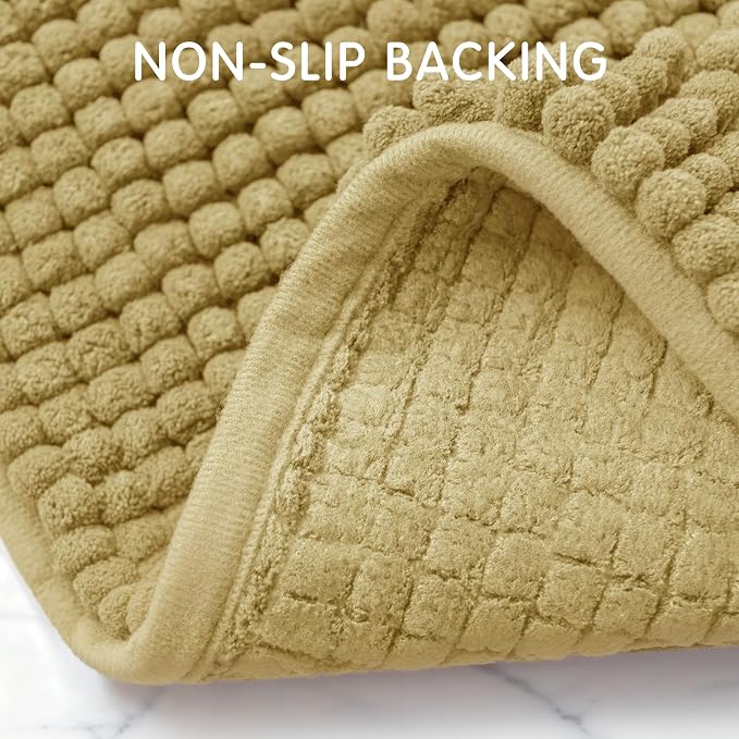 SUBRTEX Bathroom Rugs Chenille Bath Rug, Soft Short Plush Bath Mat, Water Absorbent Shower Mat, Quick Dry Machine Washable(Yellow, 24" x 36")