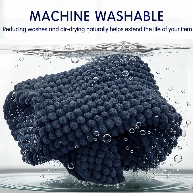 SUBRTEX Bathroom Rugs, 24" x 55" Chenille Bath Rug Soft Short Plush Bath Mat Soft Shower Mat Water Absorbent Shower Mat Quick Dry Machine Washable, Navy