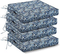 IPYNBAP Outdoor Chair Cushions Set of 4 -Waterproof Outdoor Seat Cushions for Patio Furniture, Patio Chair Cushion with Handle and Ties, Out Door Chair Pads,17x16x2-Square, Green Paisley