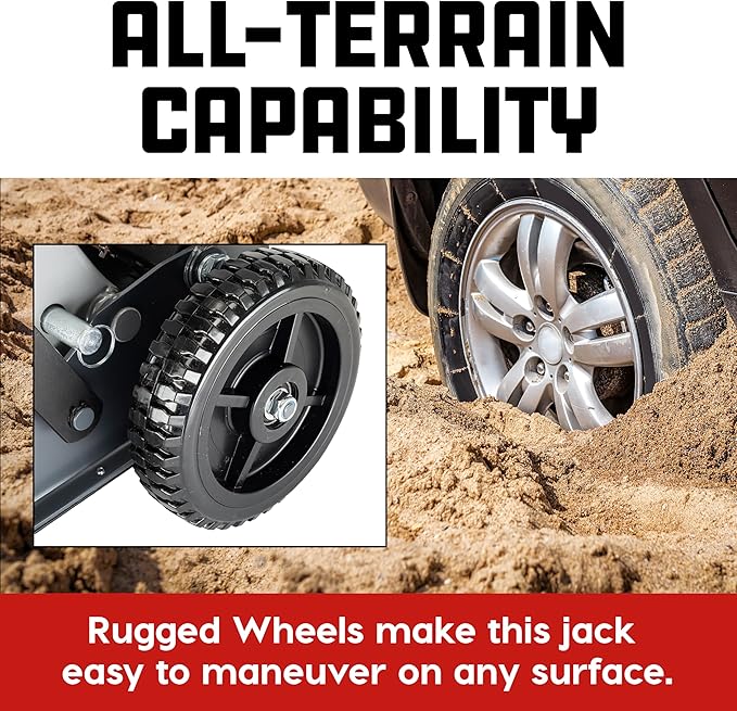 Powerbuilt Big Wheel Triple Lift Garage Jack, 3000 Pound Off Road Lift, Truck, Car, Motorcycle 1.5 Ton Capacity, 620613ECE