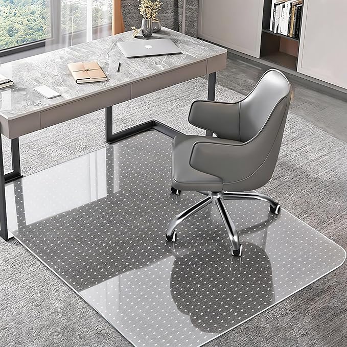 Office Chair Mat for Carpets, Clear Computer Desk Chair Mat for Low Carpeted Floors, Thick and Sturdy Carpet Protector, Easy Glide and Flat Without Curling (30" x 48" Rectangle)