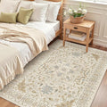 Madane Area Rug 3x5, Entryway Washable Vintage Runners Bedroom Non Slip Indoor Kitchen Runner for Living Room Laundry Room Playroom Soft Non-Slip Area Rugs, Beige/Blue