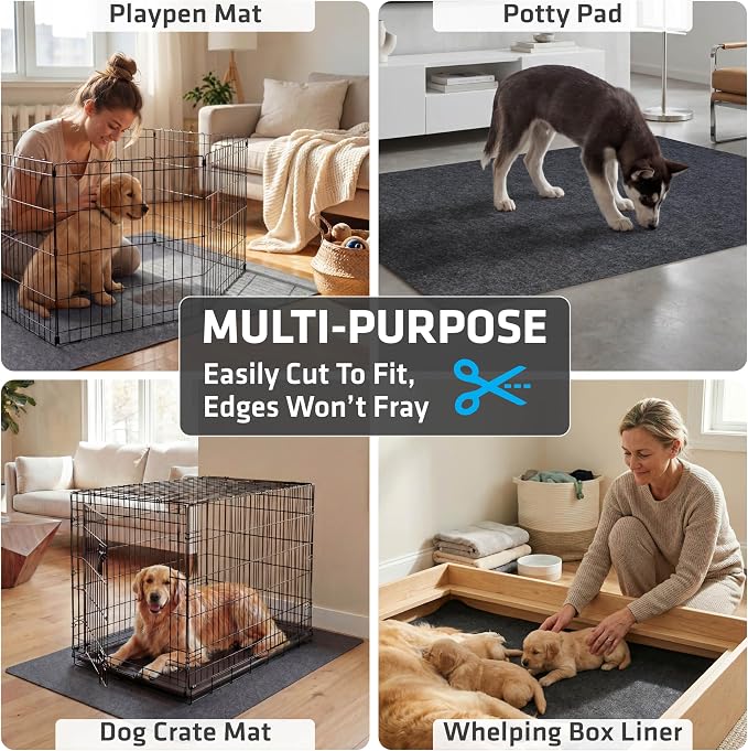 Drymate Jumbo Dog Playpen Mat (60x74), Super Absorbent, Waterproof, Slip-Resistant, Machine Washable, Reusable Puppy Pad for Training, Whelping, Housebreaking, Incontinence, Crate, Kennel (USA Made)