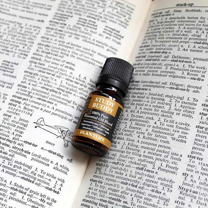 Plantlife Study Buddy Aromatherapy Essential Oil Blend - Straight from The Plant 100% Pure Therapeutic Grade - No Additives or Fillers - Made in California 10 ml