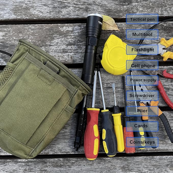 Small Tool Pouch,Utility Tool Bag, Small Toolbox, Screw Driver, Plier Organizer, Flashlight Holster and Knife Holder, Tool Belt Pouches for Electrician,Contractor,Plumber,Carpenter,Home Use(Green)