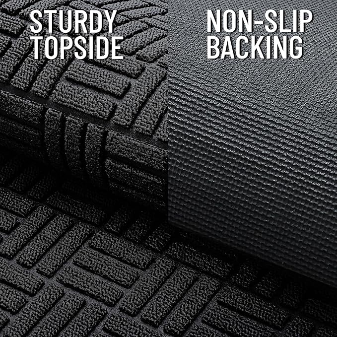 OLANLY Front Door Mat Outside Entrance 47x23, Absorbent, Heavy Duty Sturdy Natural Rubber Doormat Indoor Outdoor, Stain and Fade Resistant, Non-Slip Backing Low Profile Floor Mat for Entryway, Black