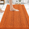 OLANLY Thick Bathroom Rugs 30x20, Extra Soft Absorbent Chenille Striped Bath Rugs, Rubber Backing, Machine Wash Dry, Bath Mats for Bathroom Floor, Tub and Shower, Home Decor Accessories, Clay