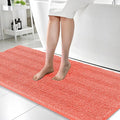 OLANLY Thick Bathroom Runner Rugs 59x24, Absorbent Chenille Striped Bath Rugs, Rubber Backing, Machine Wash Dry, Extra Long Bath Mats for Bathroom Floor, Tub and Shower, Home Decor Accessories, Coral