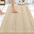 OLANLY Thick Bathroom Rugs 30x20, Extra Soft Absorbent Chenille Striped Bath Rugs, Rubber Backing, Machine Wash Dry, Bath Mats for Bathroom Floor, Tub and Shower, Home Decor Accessories, Beige