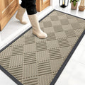 OLANLY Front Door Mat Outside Entrance 47x23, Absorbent, Heavy Duty Sturdy Natural Rubber Doormat Indoor Outdoor, Stain and Fade Resistant, Non-Slip Low Profile Floor Mat for Entryway, Beige Diamond