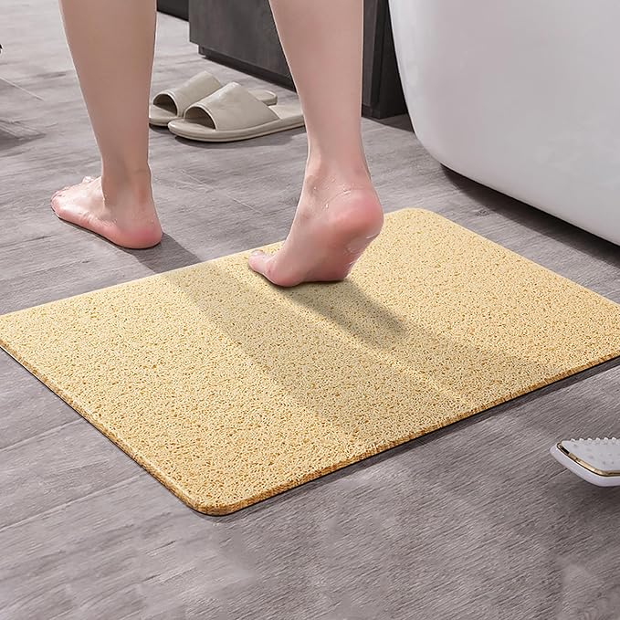 Asvin Soft Textured Bath, Shower, Tub Mat, 24x16 Inch, Phthalate Free, Non Slip Comfort Bathtub Mats with Drain, PVC Loofah Bathroom Mats for Wet Areas, Quick Drying