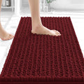 OLANLY Bathroom Rug Mat 24x16, Thick Soft and Absorbent Chenille Bath Mat, Non-Slip Rubber Backing, Machine Washable Quick Dry Bath Rugs for Tub Shower Floor, Home Decor Accessories, Burgundy