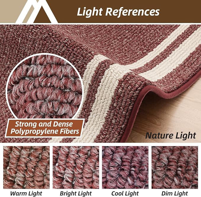 COSY HOMEER Kitchen Rugs Non-Slip 24x35/24x60 Inch Thick Polypropylene Standing Mat for Home Machine Washable, Red Frame
