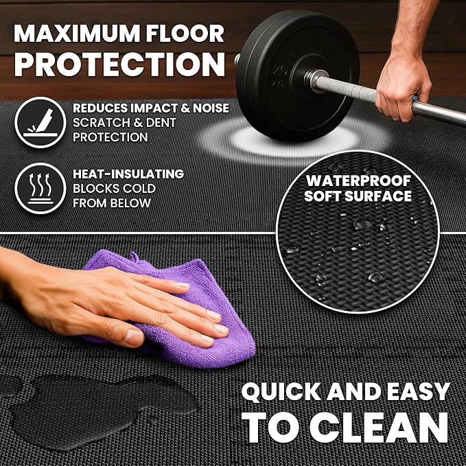 bemaxx Gym Mats Set - 18 pcs EVA Interlocking Foam Floor Tiles (12.6"x12.6"x0.4") 18sqft Protective Gym Flooring Sports Home Workout Exercise Mats Puzzle Garage Fitness Play-Room Pool Treadmill Bike