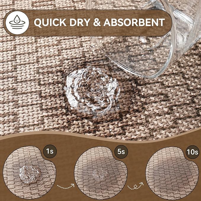 YDKGL Bathroom Rugs Mat 24x35, Non Slip Ultra Thin Bath Mat Quick Dry Absorbent Washable Half Round Bath Mats for Bathroom Floor Rubber Backed Fit Under Door, Brown