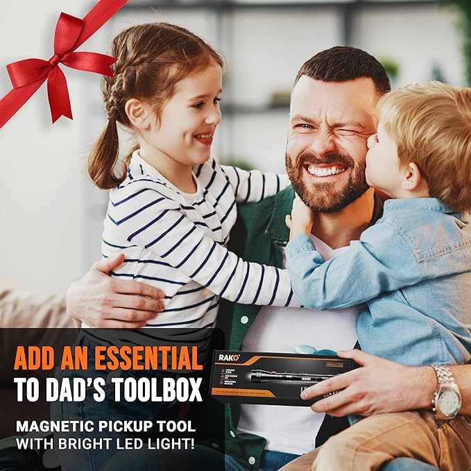 RAK Magnetic Pickup Tool Gifts for Men - Telescoping Magnet with LED Flashlight and 22 Inches Extendable Neck, Cool Gadgets Mechanic Tool, Holiday Gifts for Men, Dad, Husband, Grandpa, Handyman