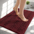 OLANLY Thick Small Bathroom Rugs 24x16, Extra Absorbent Chenille Striped Bath Rugs, Rubber Backing, Machine Wash, Bath Mats for Bathroom, Tub and Shower, Home Decor Accessories, Andorra Red-Brown